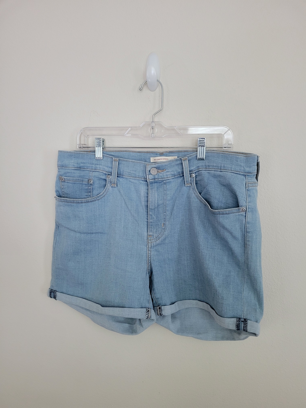 Levi's Light Blue Roll-Cuff Denim Shorts